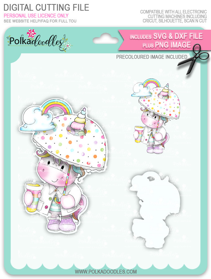 Believe in Rainbows - Sparkle Unicorn COLOUR digi stamp download with Cutting File