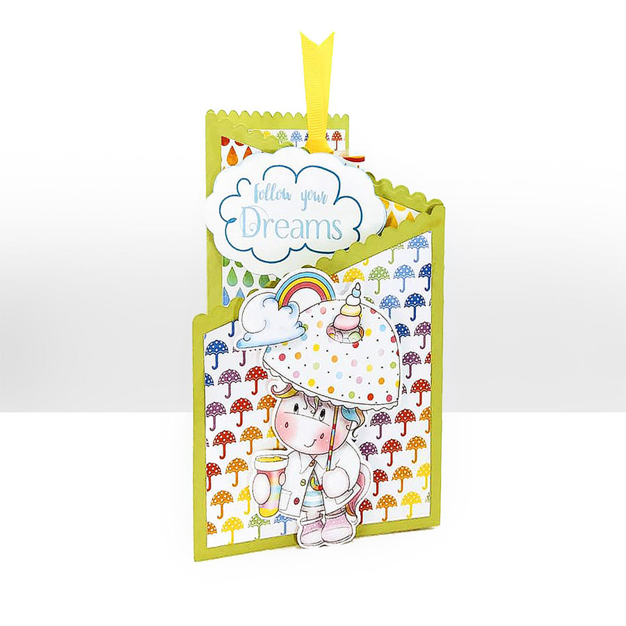 Believe in Rainbows - Sparkle Unicorn COLOUR digi stamp download with Cutting File