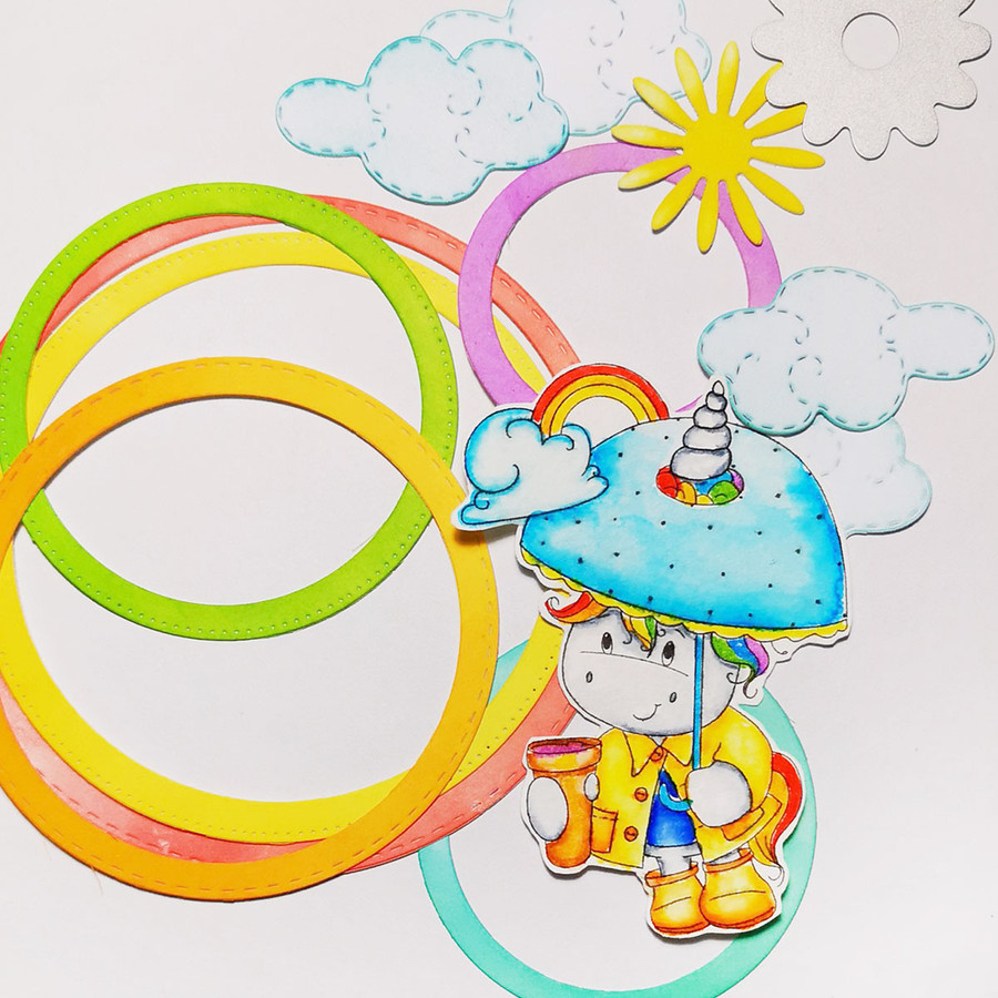 Believe in Rainbows - Sparkle Unicorn digi stamp download with Cutting File