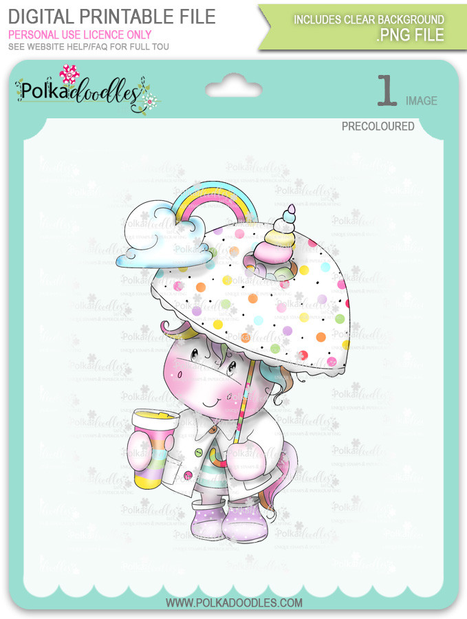 Believe in Rainbows - Sparkle Unicorn COLOUR digi stamp download