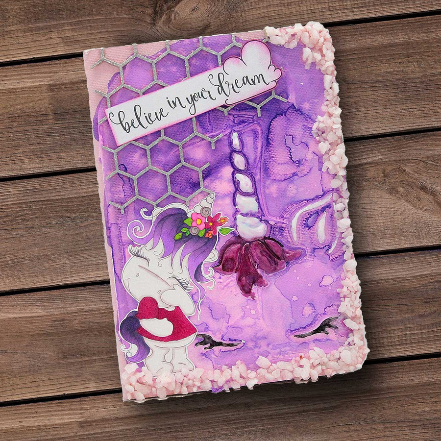 Camera Shy 1 - Sparkle Unicorn COLOUR digi stamp download with Cutting File