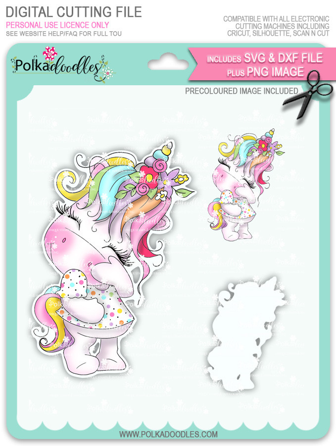 Camera Shy 1 - Sparkle Unicorn COLOUR digi stamp download with Cutting File