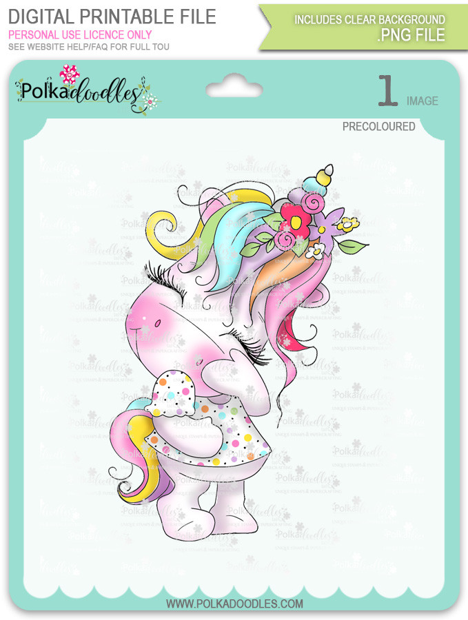 Camera Shy 1 - Sparkle Unicorn COLOUR digi stamp download