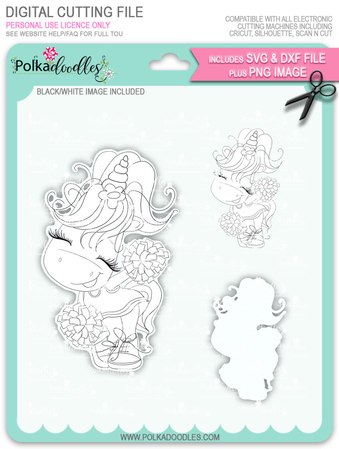 Cheer - Sparkle Unicorn digi stamp download with Cutting File