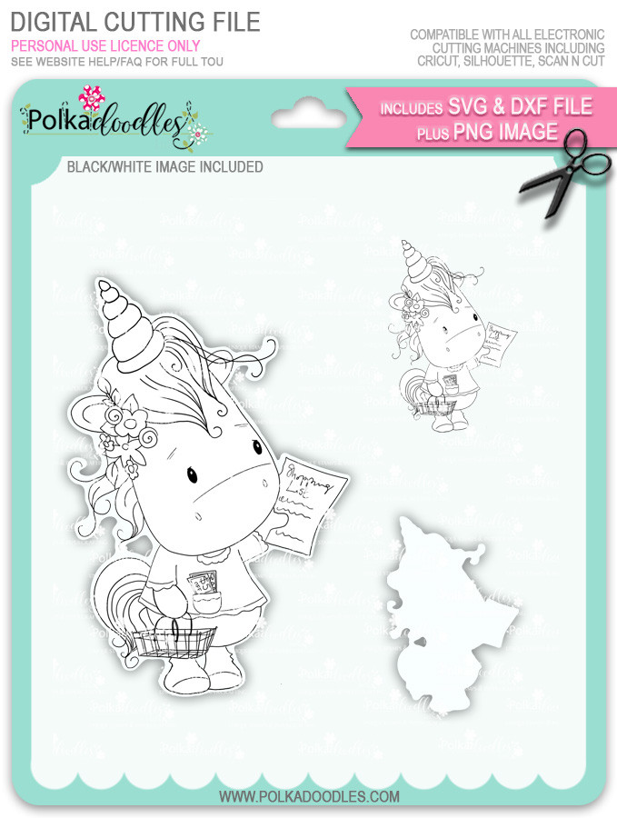 Coupon Day - Sparkle Unicorn digi stamp download with Cutting File