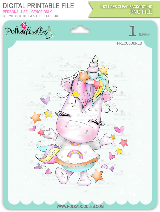 Hooray - Sparkle Unicorn COLOUR digi stamp download