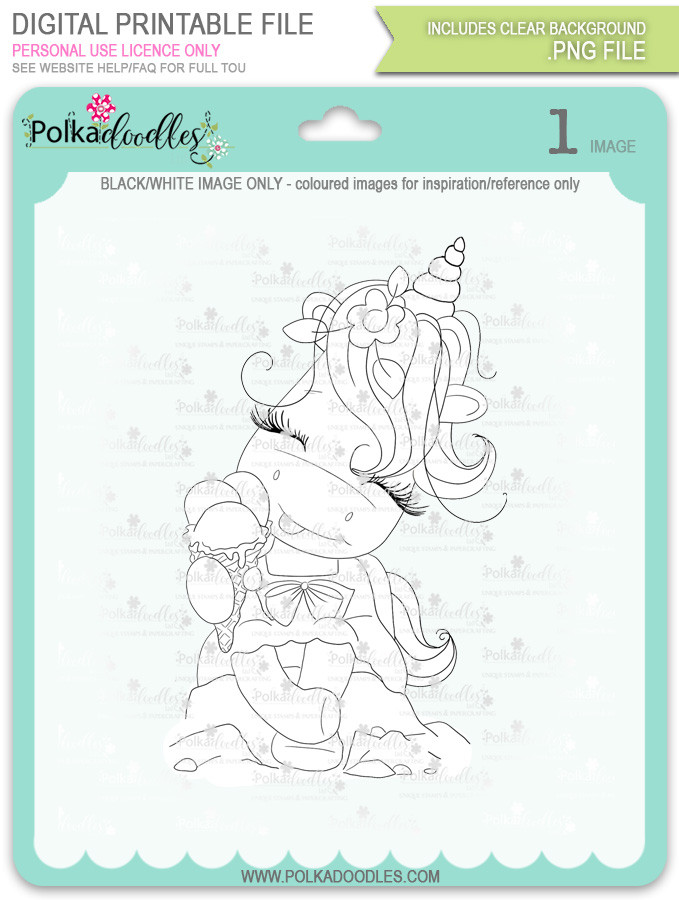 Ice Cream Days - Sparkle Unicorn digi stamp download