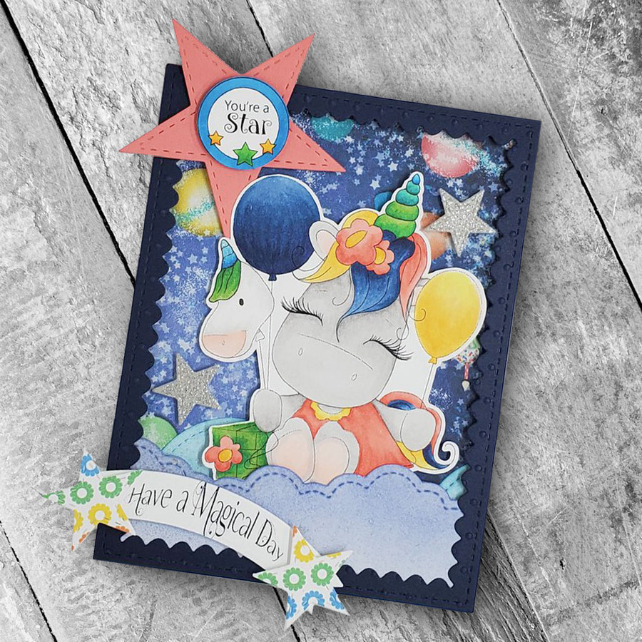 Special Time - Sparkle Unicorn digi stamp download with Cutting File