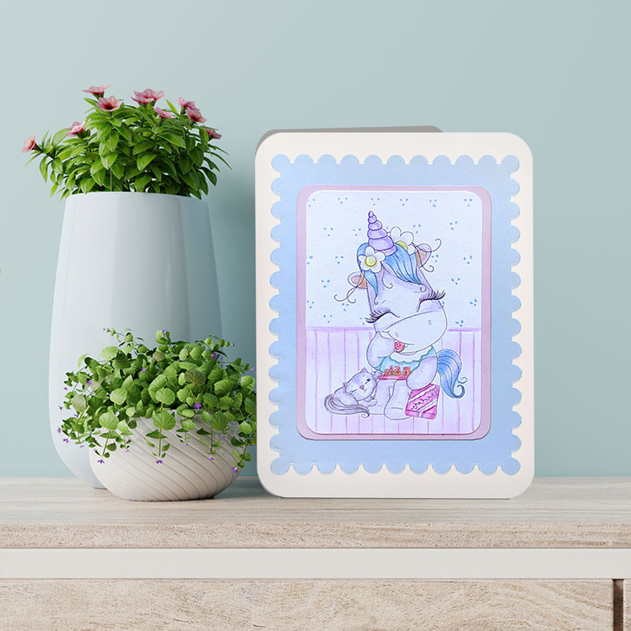 Treat for Two - Sparkle Unicorn COLOUR digi stamp download with SVG & DXF Cutting File