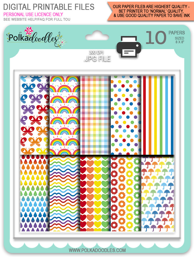 Rainbow Paper printable digital download bundle