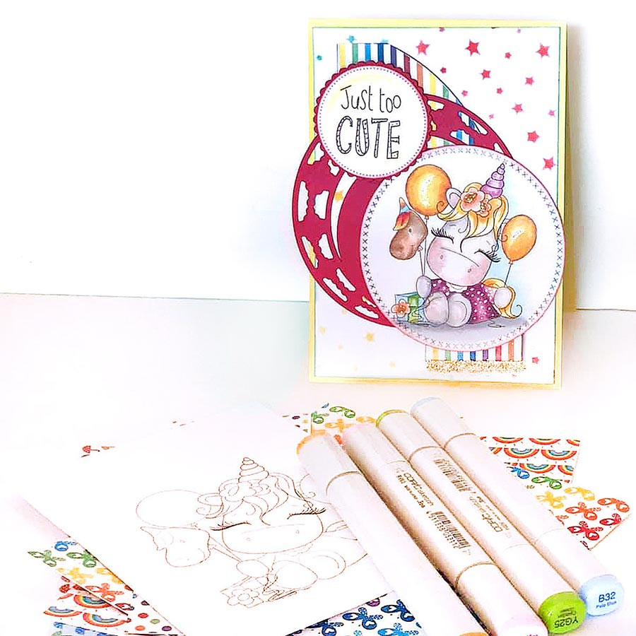 Sparkle Unicorn Set A digital Stamps black/white - digital download bundle
