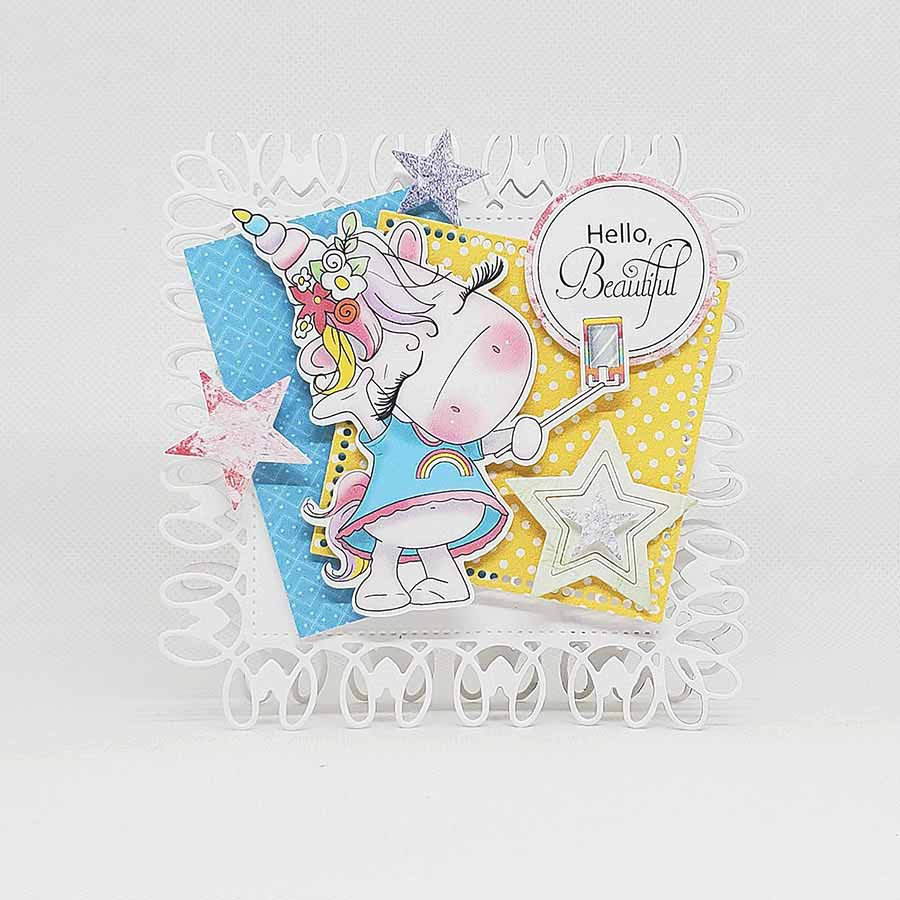 Sparkle Unicorn Set B digital Stamps black/white - digital download bundle