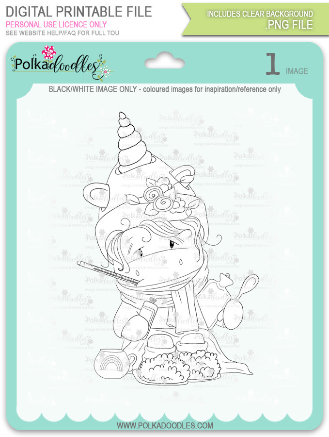 Sparkle Unicorn digital Stamps black/white - digital download bundle