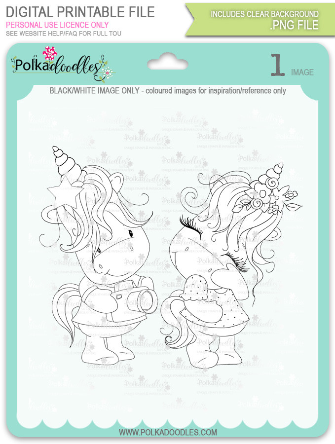 Sparkle Unicorn digital Stamps black/white - digital download bundle