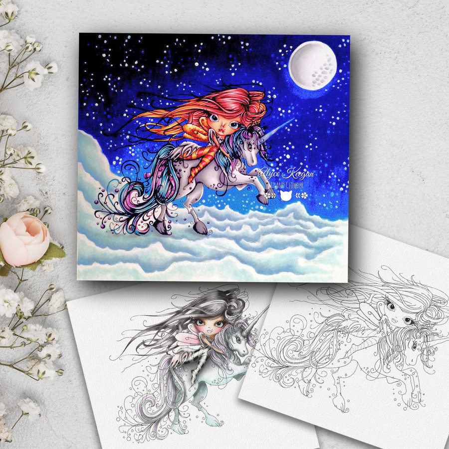 Octavia Moonfly Unicorn Digital Stamp Craft Download