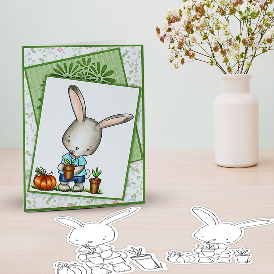 Gil bunny Rabbit - Bundle of precoloured digi stamps/SVG/DXF Cut Files