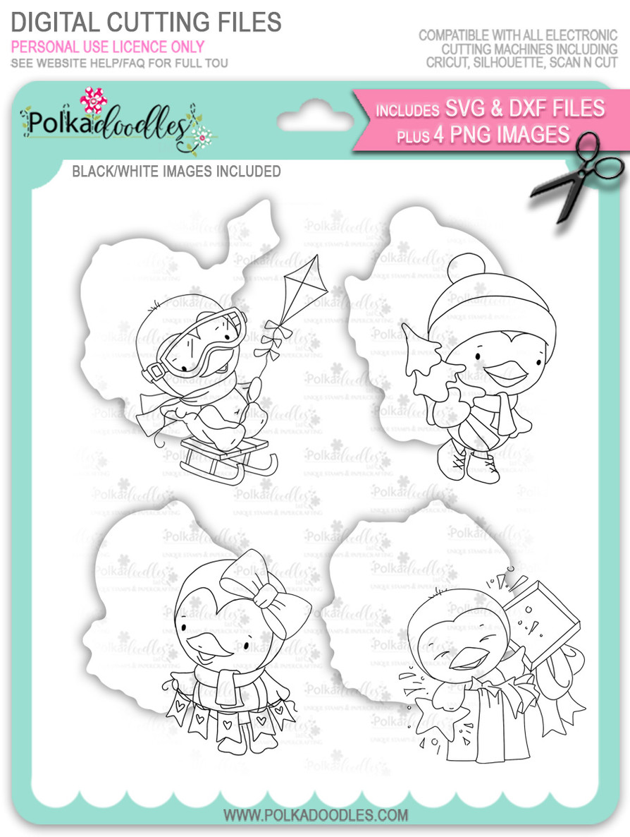Waddy and Wanda Penguin - Bundle of digi stamps/with SVG/DXF Cutting Files