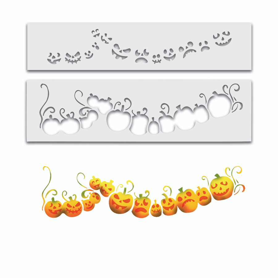 Pumpkins halloween Layering stencil - 2 stencils
