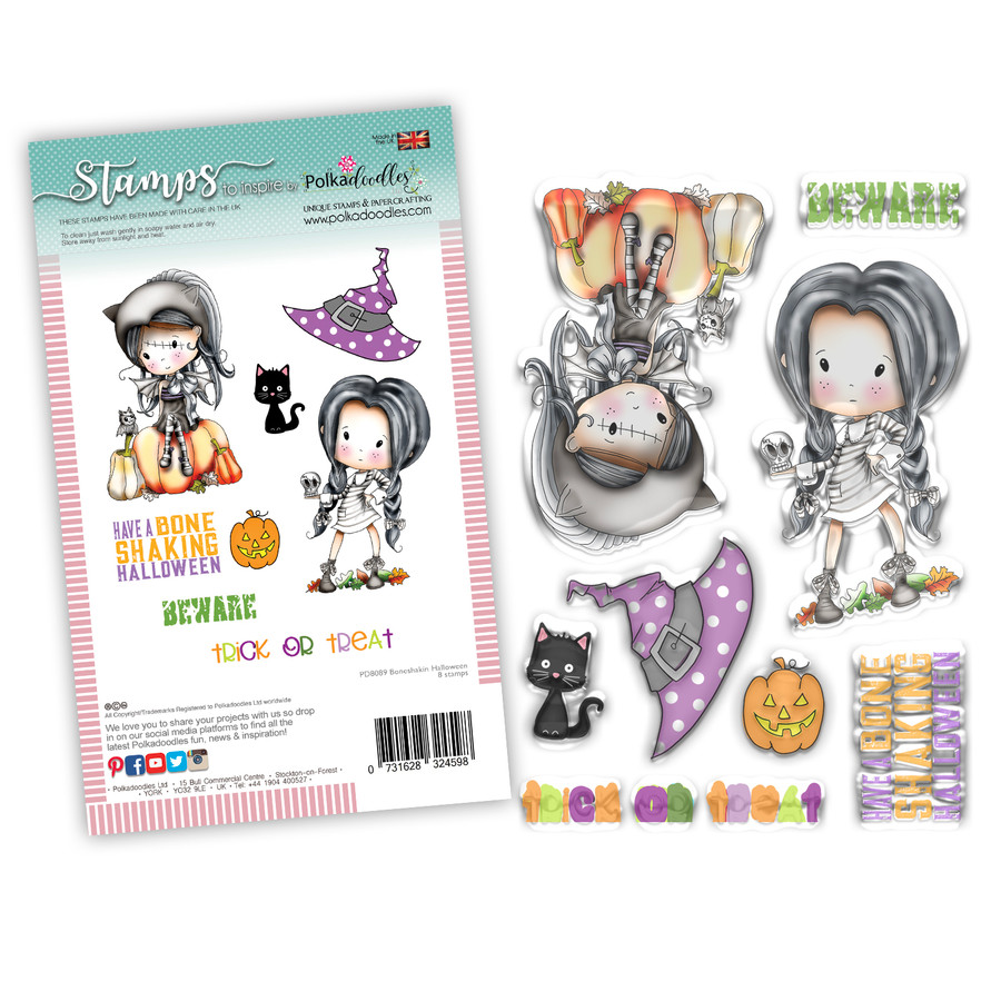 Boneshakin Halloween Winnie Wednesday clear stamp set