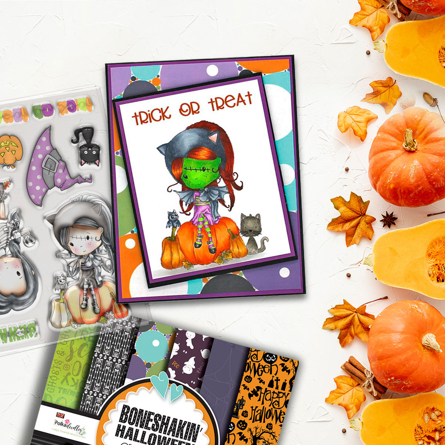 Boneshakin Halloween Winnie Wednesday clear stamp set