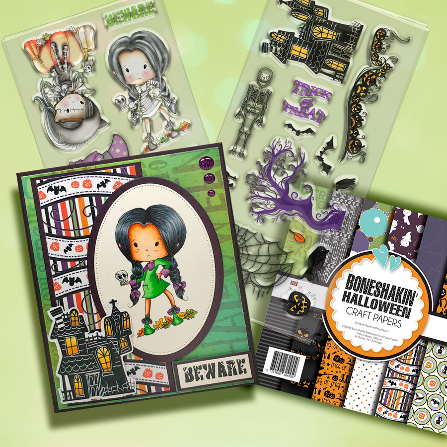 Boneshakin Halloween Winnie Wednesday clear stamp set