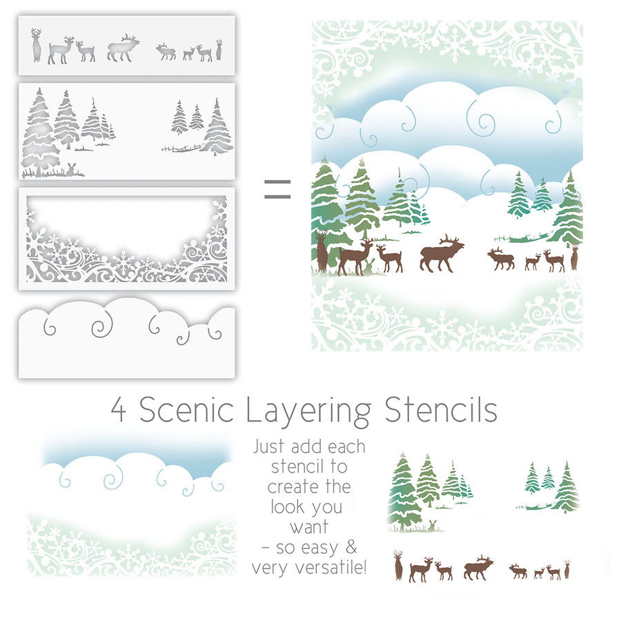 Christmas Holiday Deer layering stencil