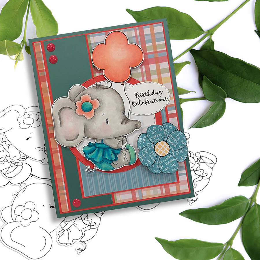 Too Cute Agnes Elephant & Bella Bear digi stamp & SVG/DXF Cutting File bundle