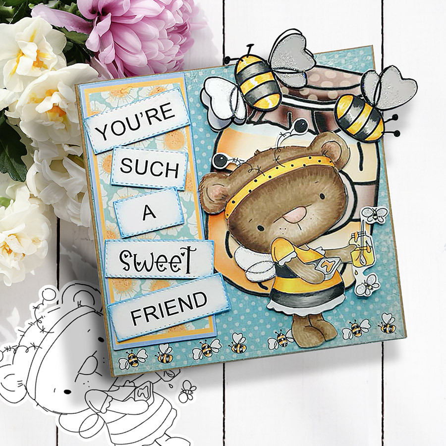 Too Cute Agnes Elephant & Bella Bear digi stamp & SVG/DXF Cutting File bundle