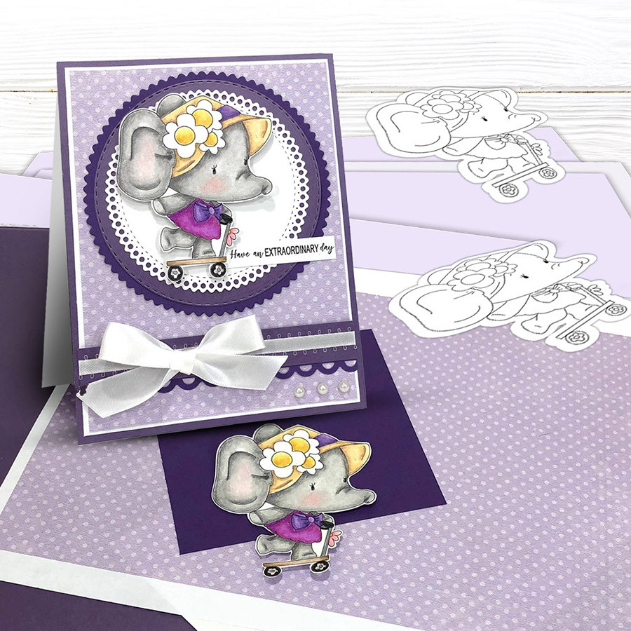 Too Cute Agnes Elephant & Bella Bear digi stamp & SVG/DXF Cutting File bundle
