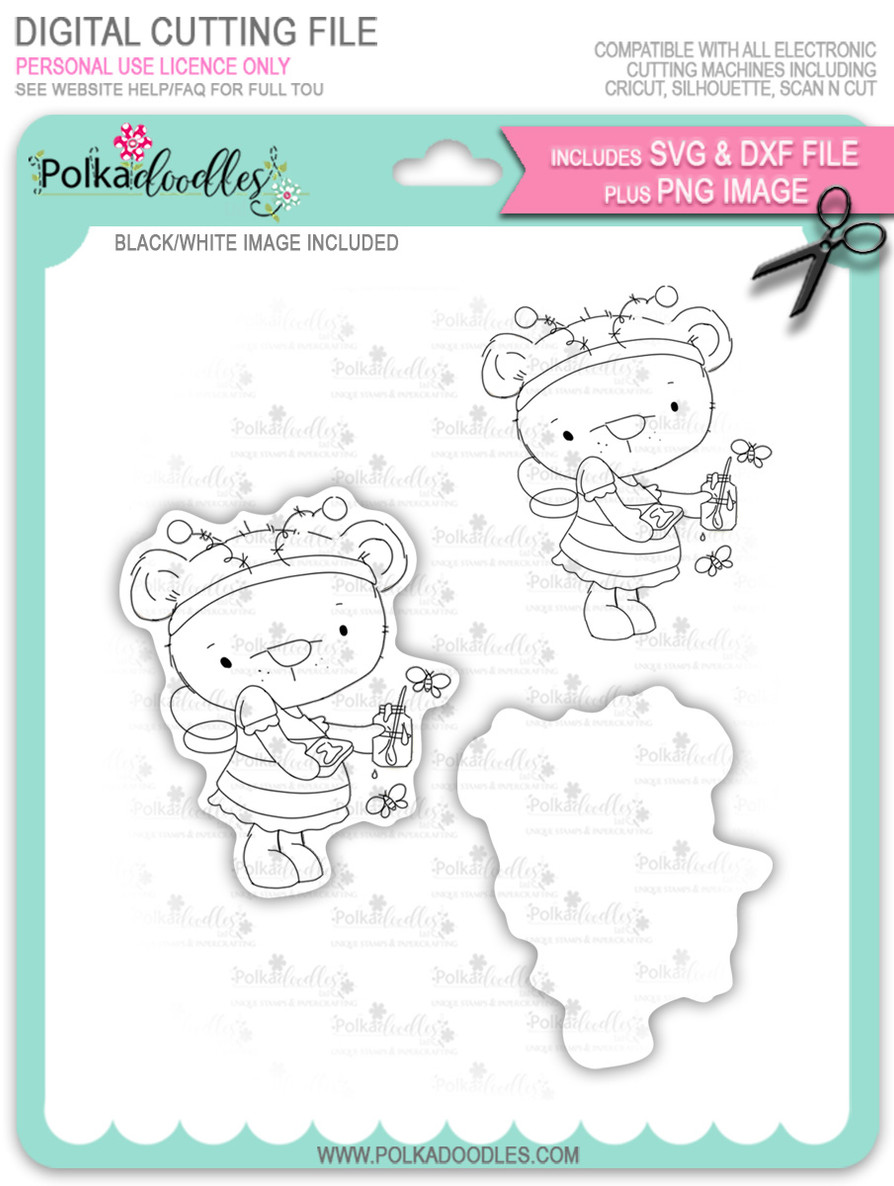 Bella Bear Bee Costume - digi stamp, SVG/DXF Cutting File