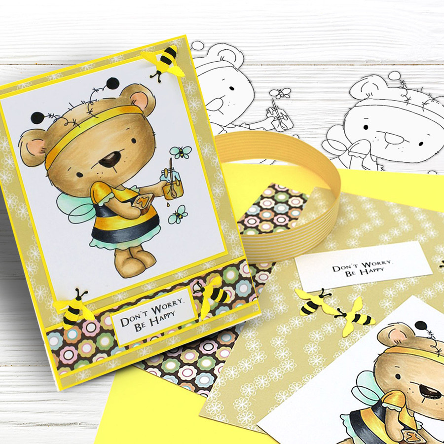 Bella Bear Bee Costume - digi stamp, SVG/DXF Cutting File