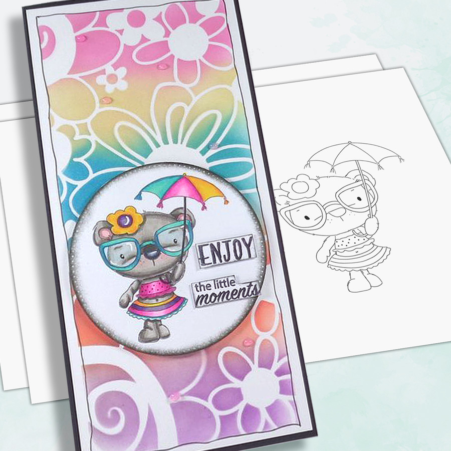 Bella Bear in the Sun - digi stamp, SVG/DXF Cutting File