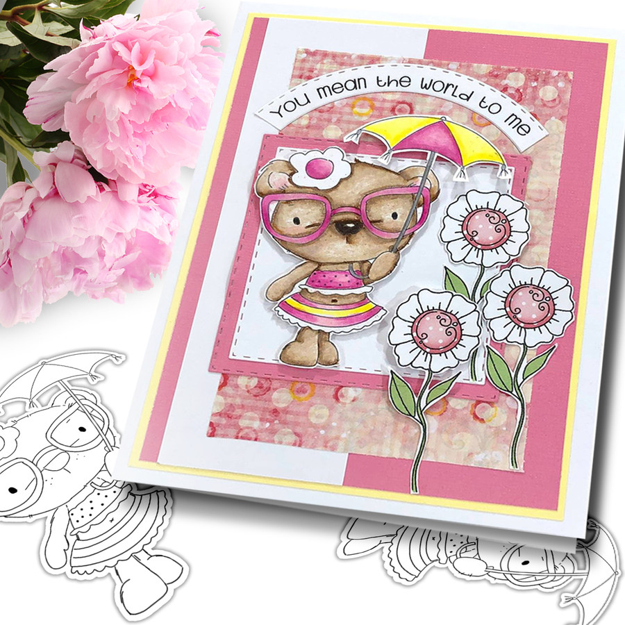 Bella Bear in the Sun - digi stamp, SVG/DXF Cutting File