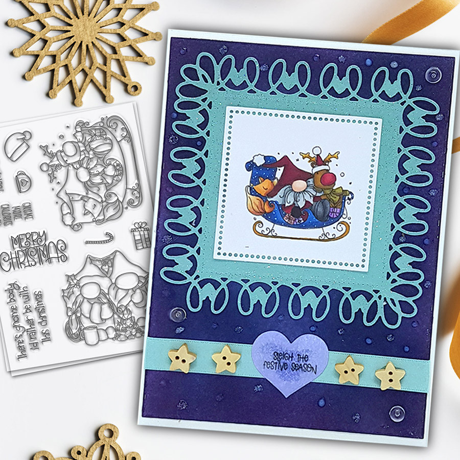 Sleigh The Season Christmas Holiday stamp set - 4x6"/A6 clear stamps for card making, crafts, scrapbooking