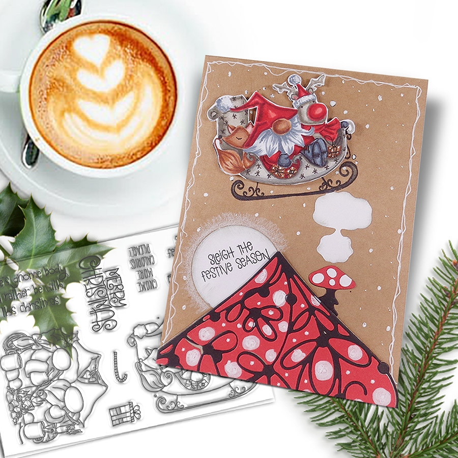Sleigh The Season Christmas Holiday stamp set - 4x6"/A6 clear stamps for card making, crafts, scrapbooking