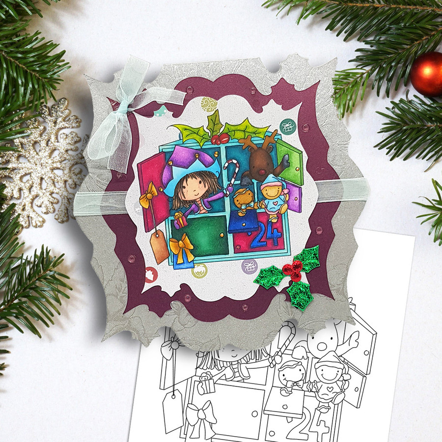 Advent Calendar - precoloured Winnie North Pole download including SVG file