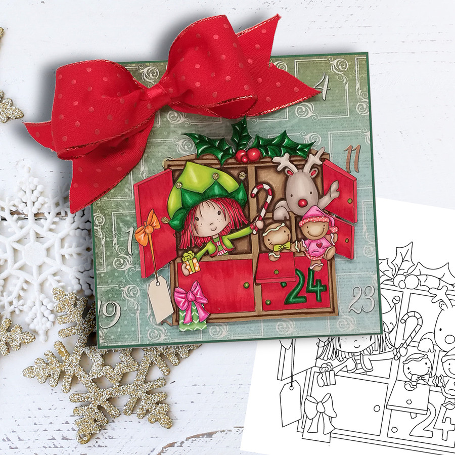 Advent Calendar - precoloured Winnie North Pole download including SVG file