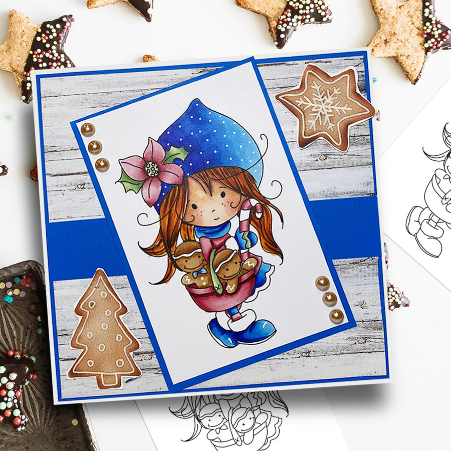 Gingerbread Basket - precoloured Winnie North Pole download including SVG file
