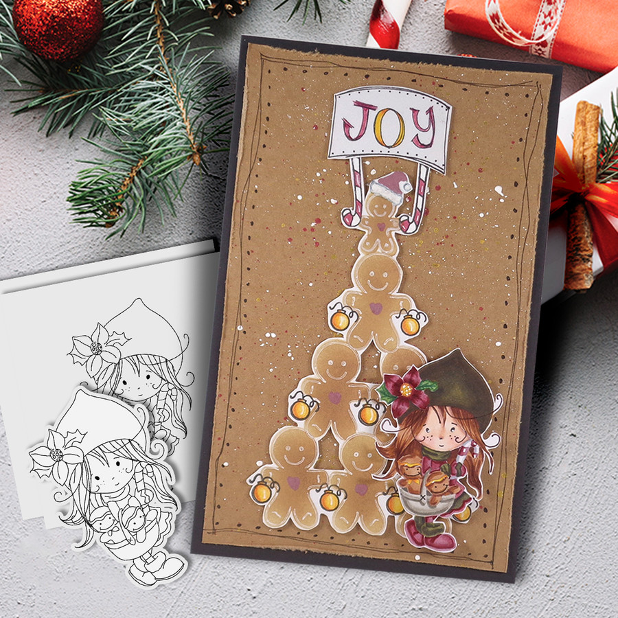 Gingerbread Basket - precoloured Winnie North Pole download including SVG file