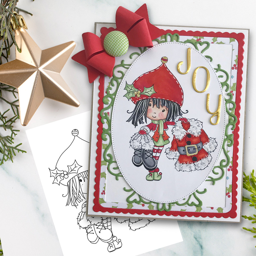 Santa's Suit - precoloured Winnie North Pole digital stamp download including SVG file