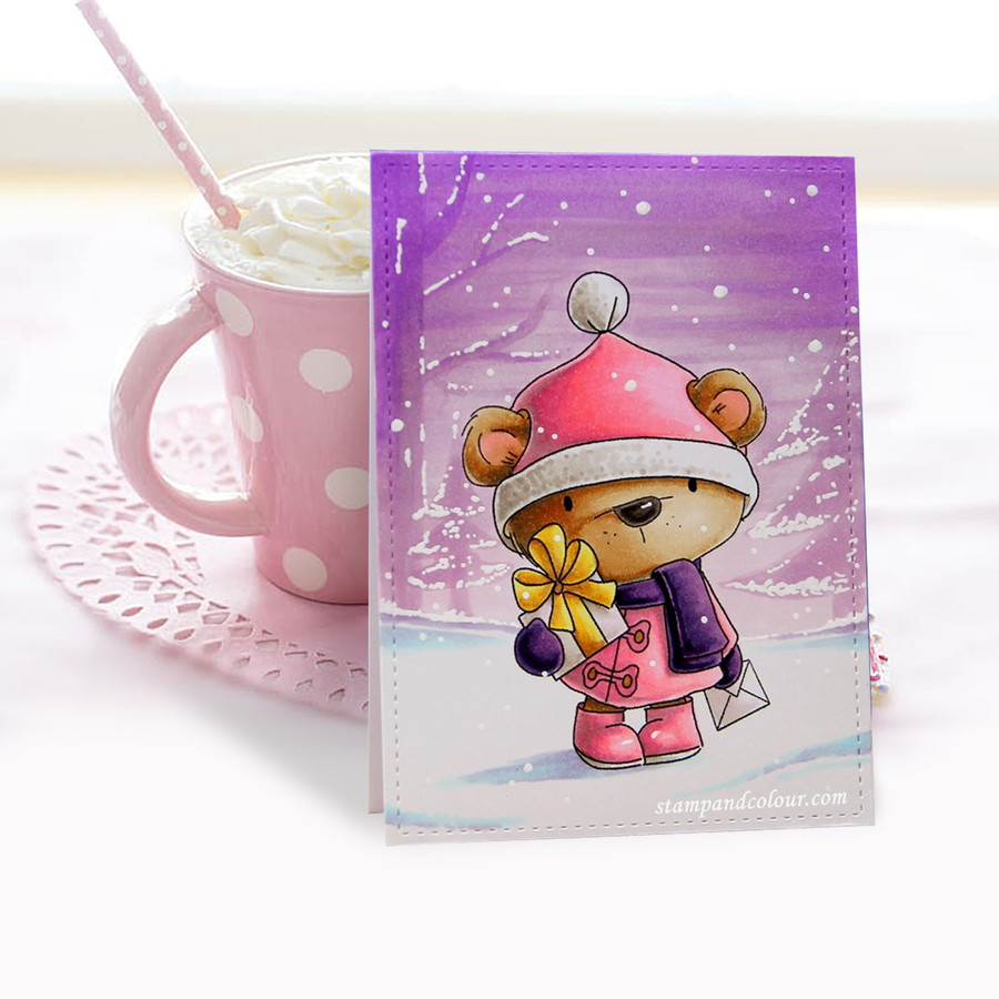Bella Bear delivering Gifts - Christmas Holiday Too Cute digital stamp download including SVG file