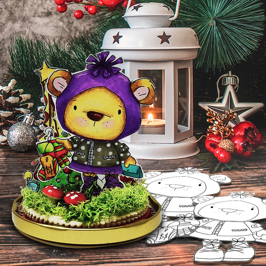 Bella Bear Shopping for Winter Socks - Christmas Holiday Too Cute digital stamp download including SVG file