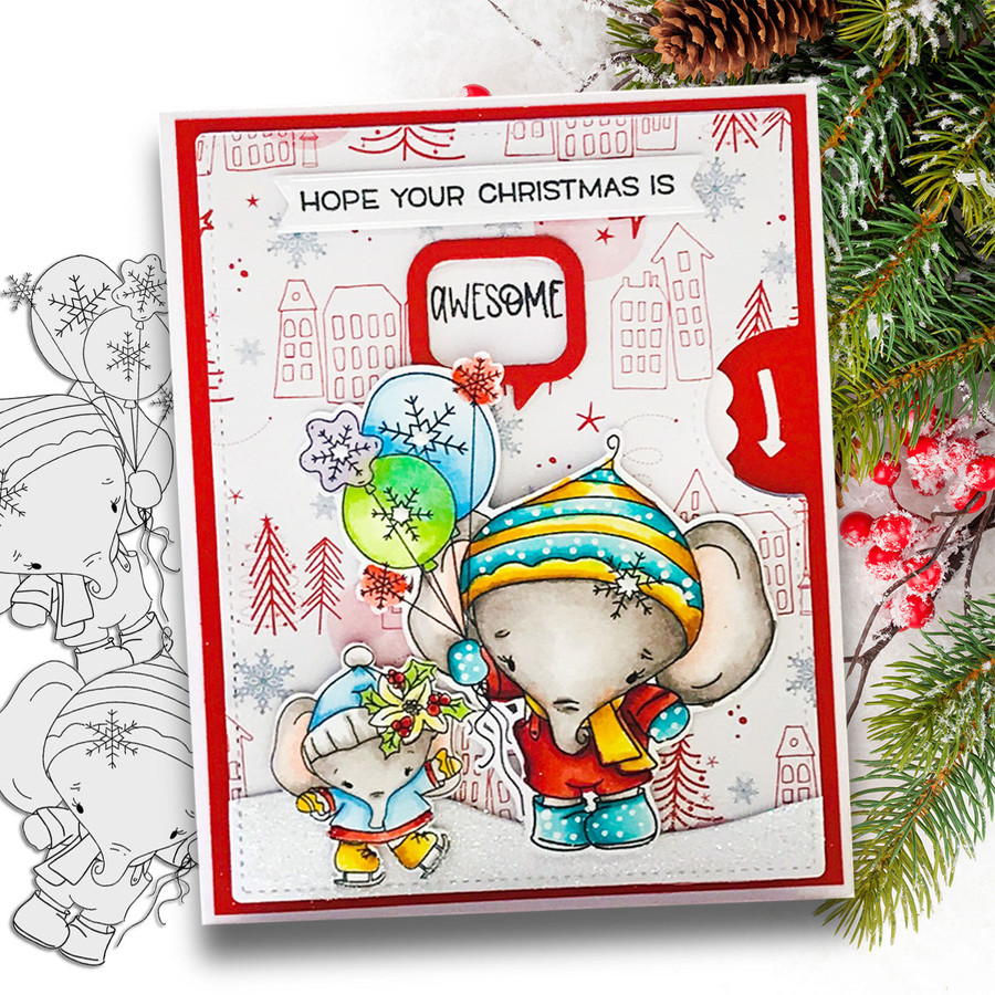 Too Cute Winter Wonders Bears & Elephants Bundle - Christmas Holiday Too Cute digital stamp downloads including SVG files