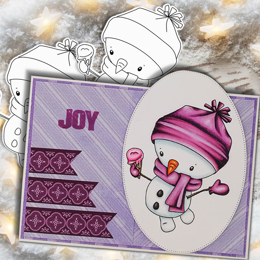 Ice Cream Snowman Too Cute digital stamp download including SVG file