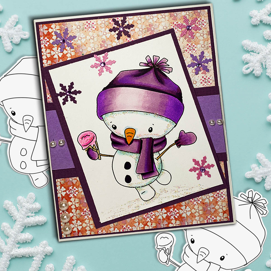 Ice Cream Snowman Too Cute digital stamp download including SVG file
