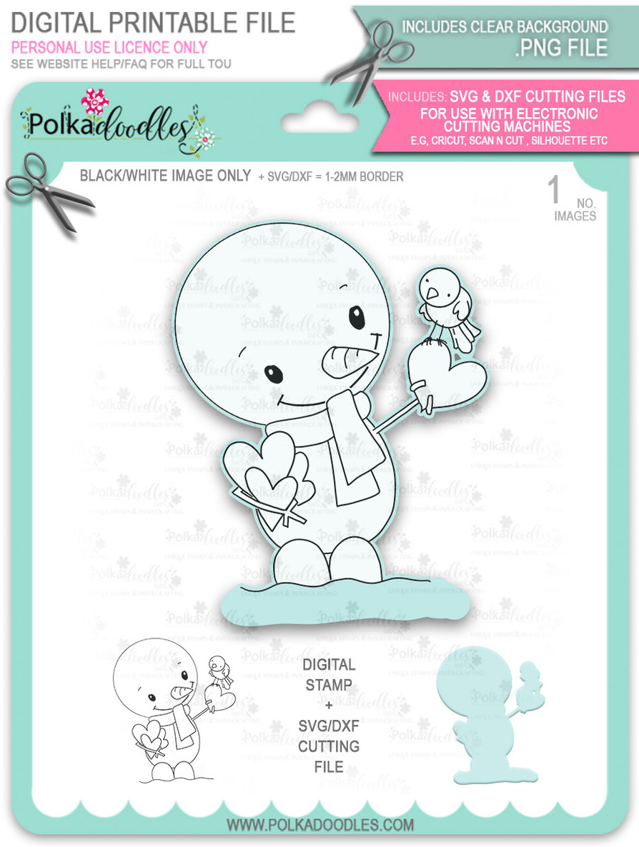 Hello Frosty Snowman Too Cute digital stamp download including SVG file