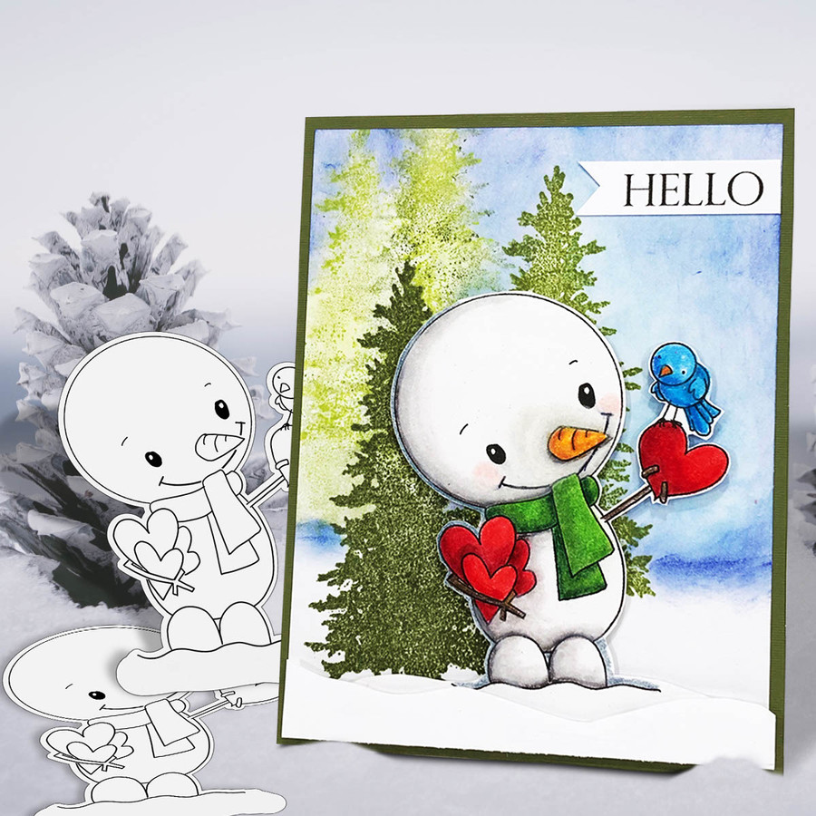 Hello Frosty Snowman Too Cute digital stamp download including SVG file