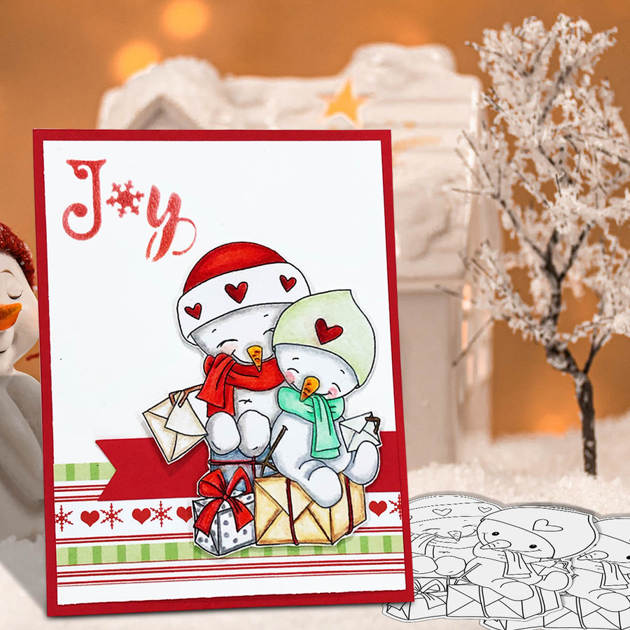 Snowmen Friends Too Cute digital stamp download including SVG file