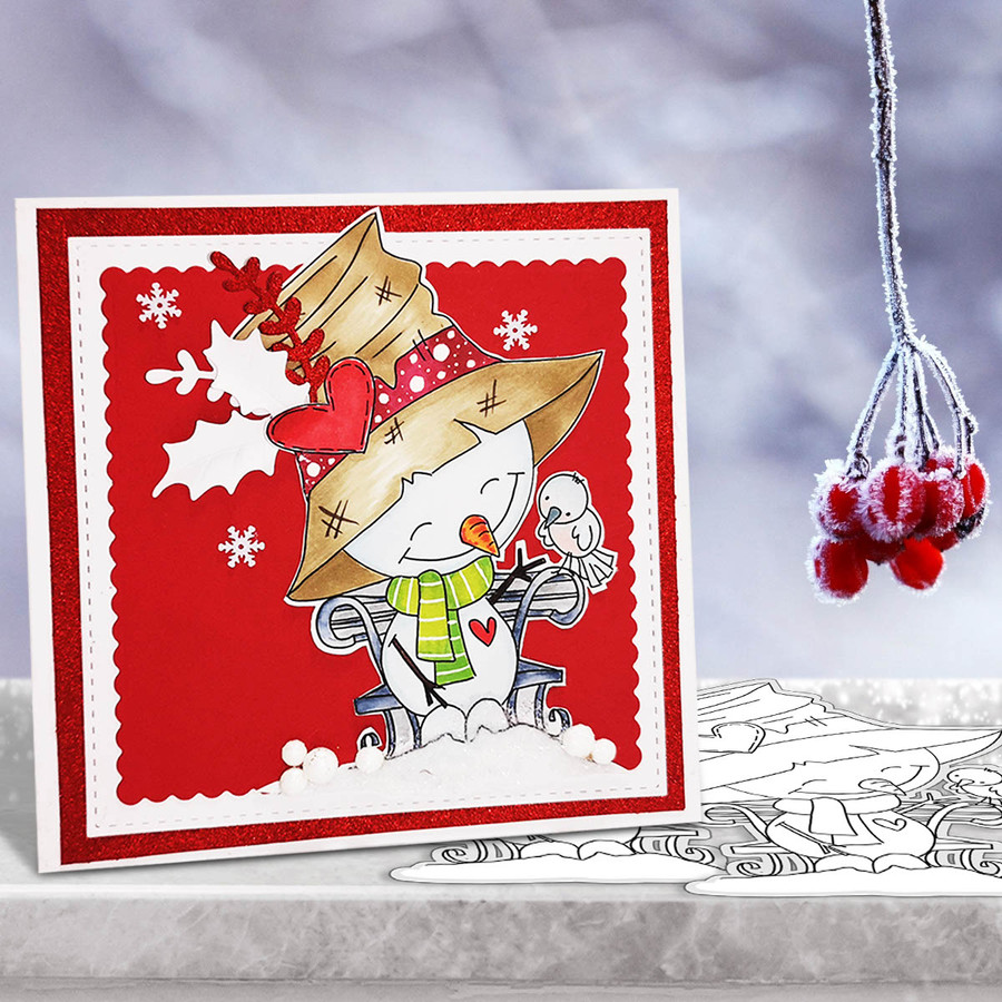 Frosty Winter Smiles Snowmen black and white BUNDLE - TOO Cute digital stamp download including SVG files