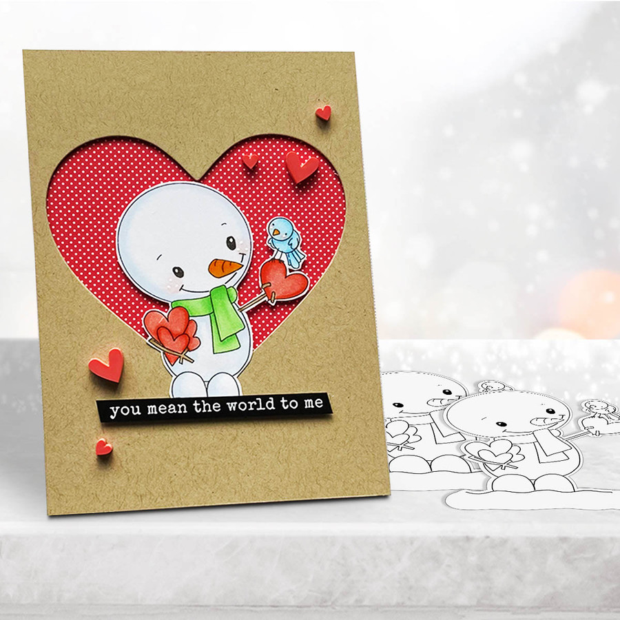Frosty Winter Smiles Snowmen PRECOLOURED BUNDLE Too Cute digital stamp download including SVG file